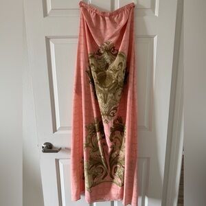 Adriana Degreas Pink Printed Strapless Dress